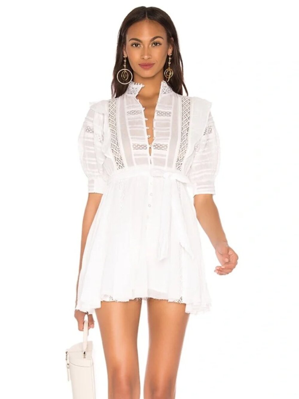 NWT Free People Sydney Dress XS Mini White Romantic Lace Embroidered Fairy